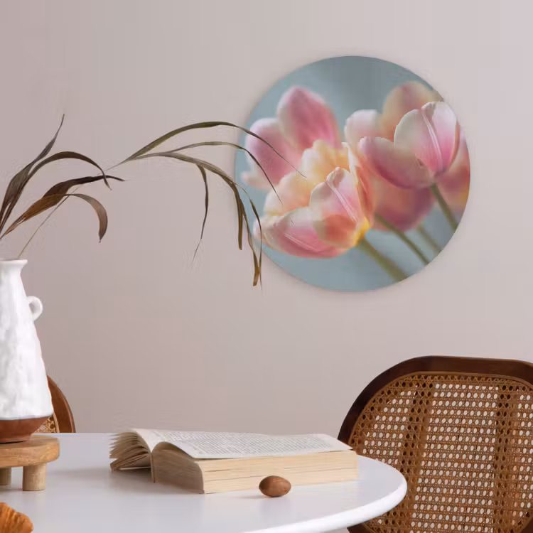 Tulpen - Roze - Stelen Akoestische PET Vilt - Rond klein -sfeer3