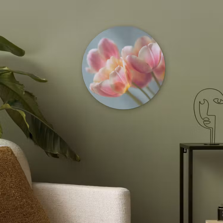 Tulpen - Roze - Stelen Akoestische PET Vilt - Rond klein -sfeer2