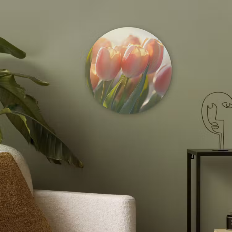 Tulpen - Roze - Zonnestralen Akoestische PET Vilt - Rond klein -sfeer2