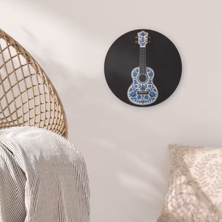Ukelele - Delfts - Blauw - Muziek Akoestische PET Vilt - Rond klein -sfeer4