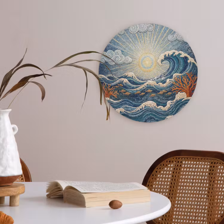 Onderwater - Koraal - Vis - Natuur - Kunst Akoestische PET Vilt - Rond klein -sfeer3