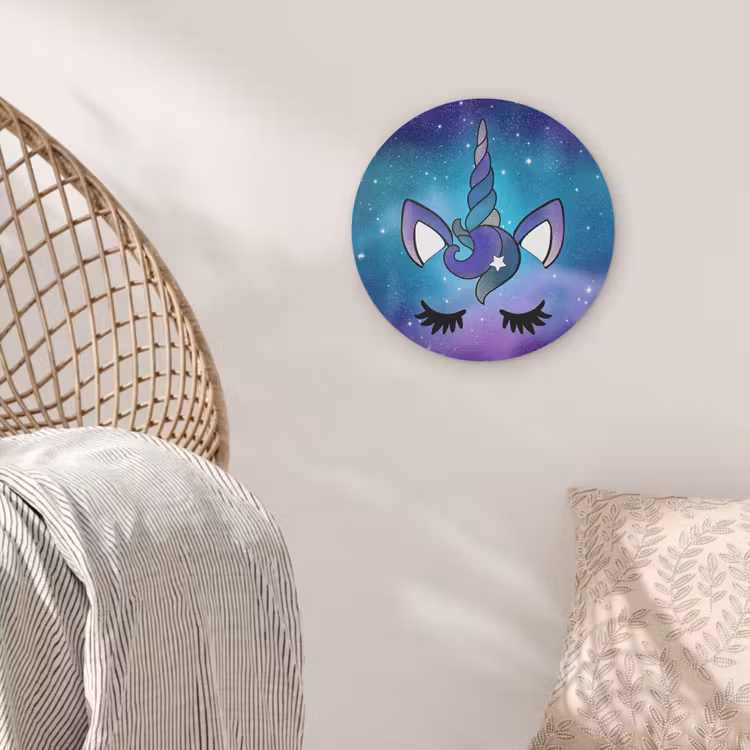 Eenhoorn - Sterrenhemel - Ster - Blauw Akoestische PET Vilt - Rond klein -sfeer4