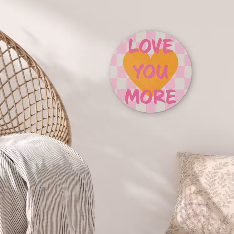 Valentijn - Love - Roze - Oranje Akoestische PET Vilt - Rond klein -sfeer4