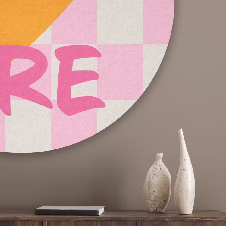 Valentijn - Love - Roze - Oranje Akoestische PET Vilt - Rond klein -sfeer5_closeup