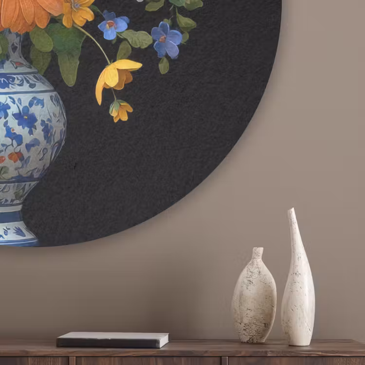 Vaas - Boeket - Bloemen - Kleur Akoestische PET Vilt - Rond klein -sfeer5_closeup