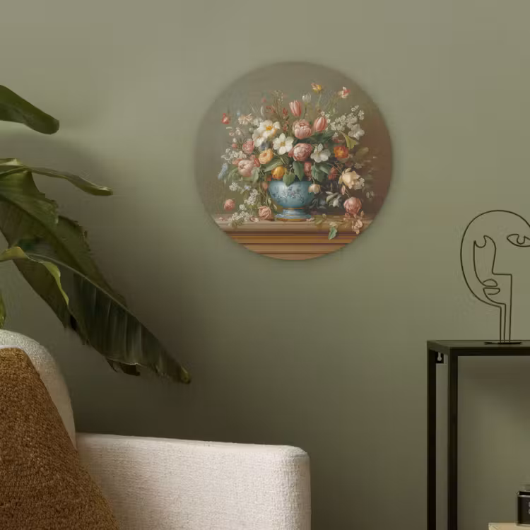Vaas - Pastel - Kleuren - Bloemen Akoestische PET Vilt - Rond klein -sfeer2