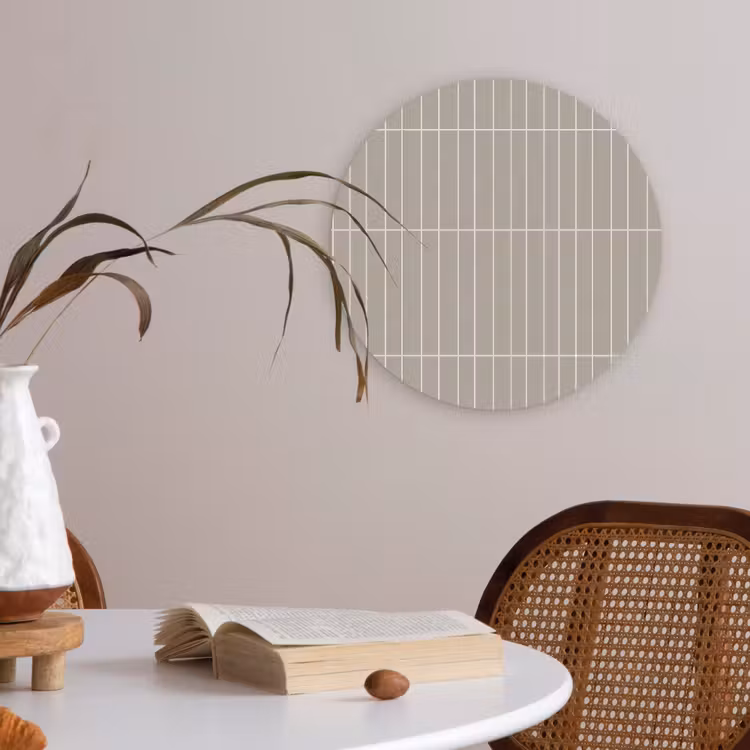 Verticaal - Wandtegel - Licht Beige Akoestische PET Vilt - Rond klein 838 -sfeer3