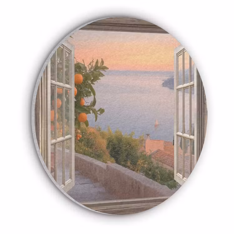 Doorkijk - Uitzicht - Meer - Landschap Akoestische PET Vilt - Rond klein -3d