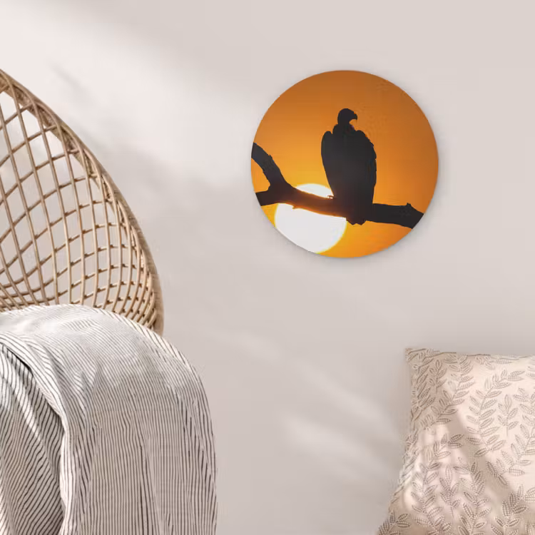 Gier - Tak - Zon - Oranje Akoestische PET Vilt - Rond klein -sfeer4