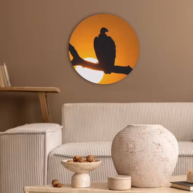 Gier - Tak - Zon - Oranje Akoestische PET Vilt - Rond klein -sfeer1