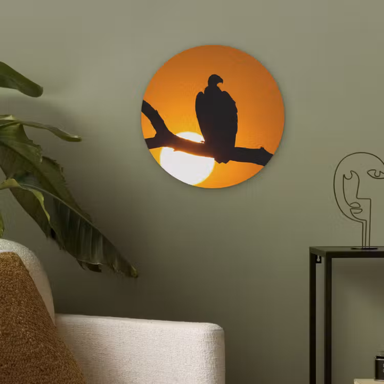Gier - Tak - Zon - Oranje Akoestische PET Vilt - Rond klein -sfeer2