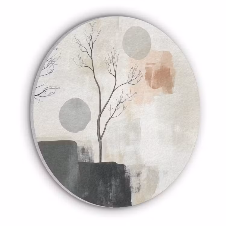 Wabi sabi - Beige - Plant Akoestische PET Vilt - Rond klein -3d