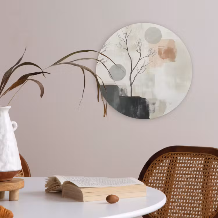 Wabi sabi - Beige - Plant Akoestische PET Vilt - Rond klein -sfeer3