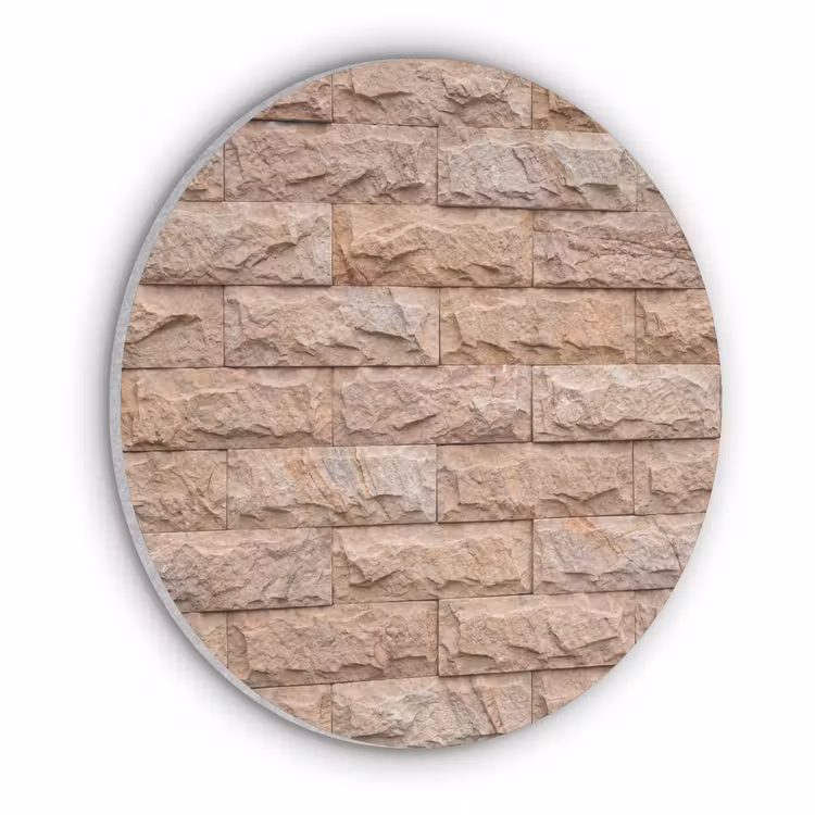 Muur - Steen - Ruw - Textuur - Beige Akoestische PET Vilt - Rond klein -3d