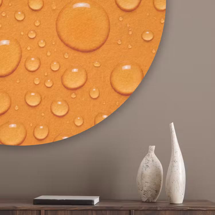 Water - Druppels - Oranje Akoestische PET Vilt - Rond klein -sfeer5_closeup