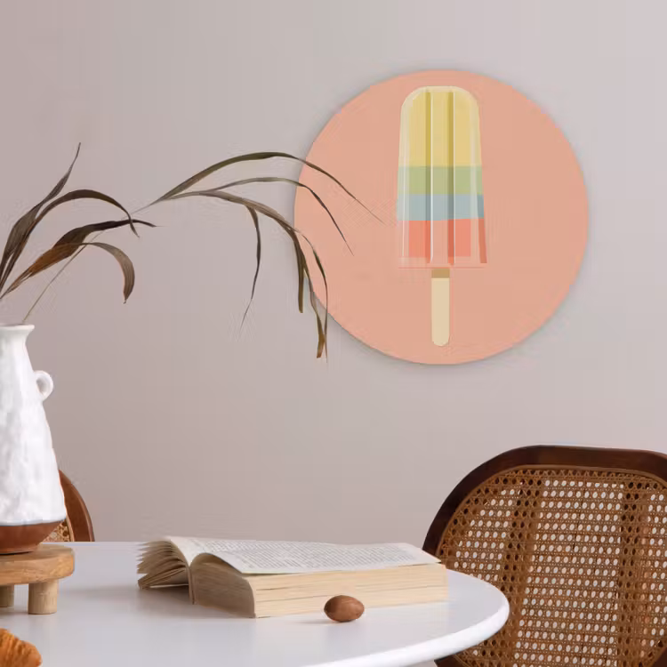 Waterijsje - Pasteltinten - Minimalistisch Akoestische PET Vilt - Rond klein -sfeer3