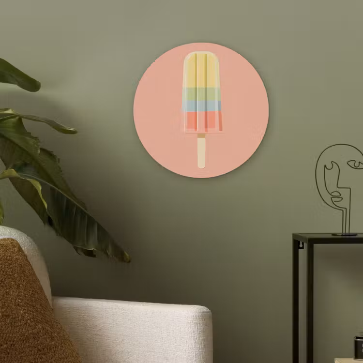 Waterijsje - Pasteltinten - Minimalistisch Akoestische PET Vilt - Rond klein -sfeer2