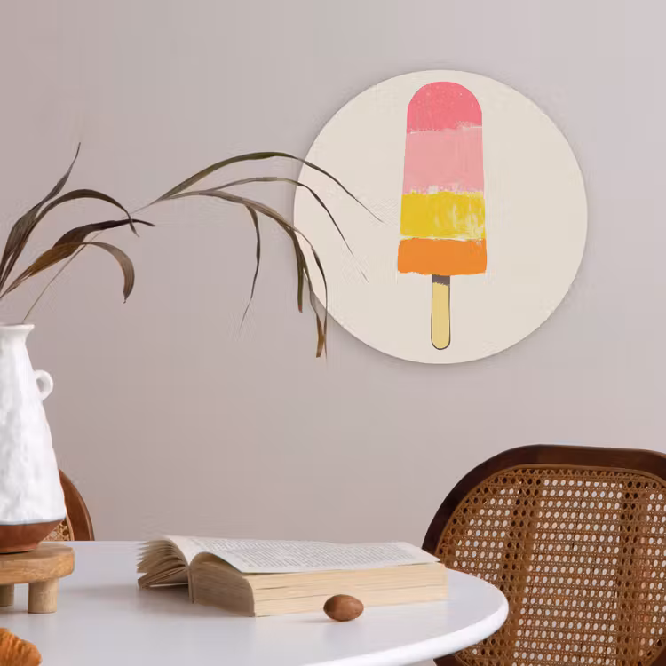 Waterijsje - Retro - Stokje - Roze Akoestische PET Vilt - Rond klein -sfeer3