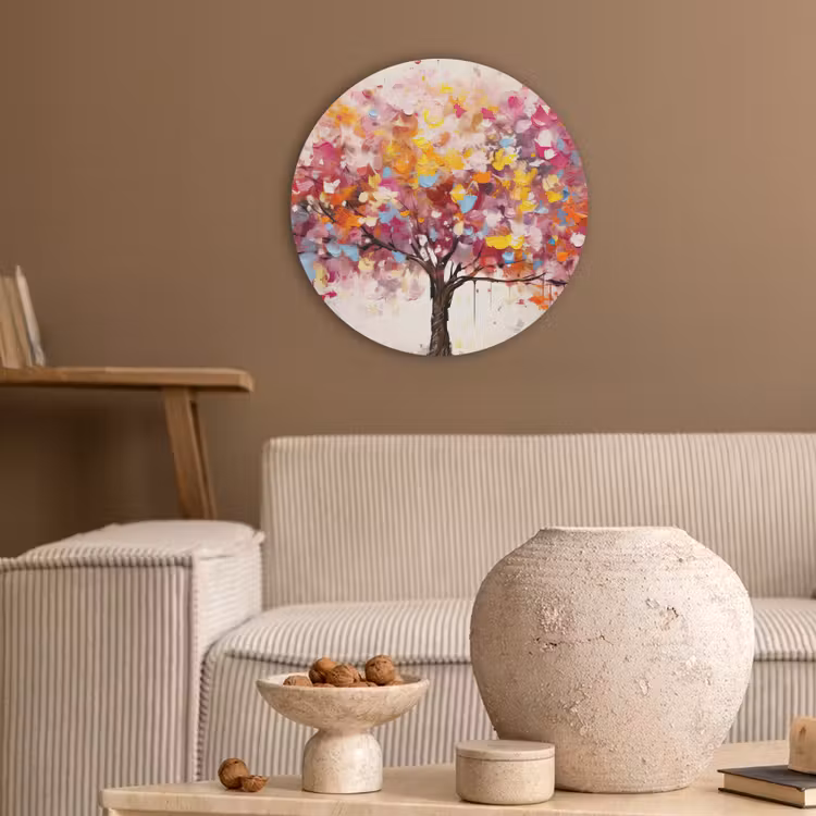 Aquarel - Boom - Kunst - Abstract Akoestische PET Vilt - Rond klein -sfeer1