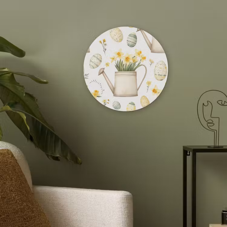 Gieter - Bloemen - Eieren Akoestische PET Vilt - Rond klein -sfeer2