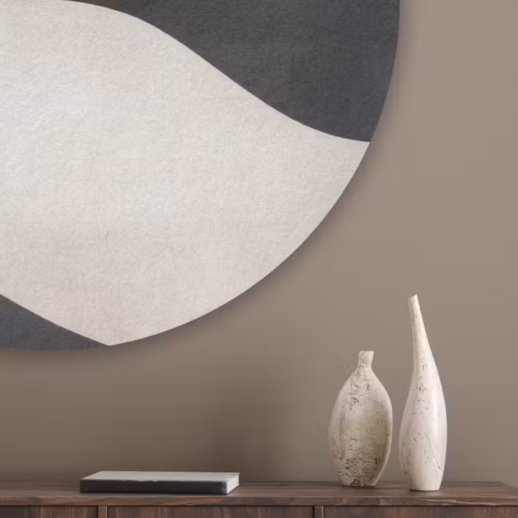 Golven - Abstract - Beige Akoestische PET Vilt - Rond klein -sfeer5_closeup