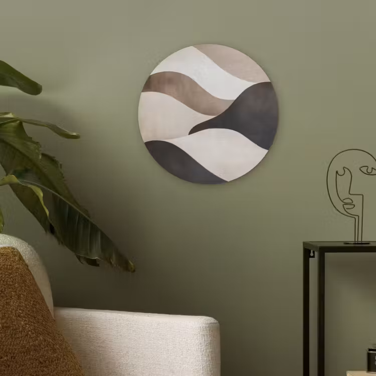 Golven - Abstract - Beige Akoestische PET Vilt - Rond klein -sfeer2