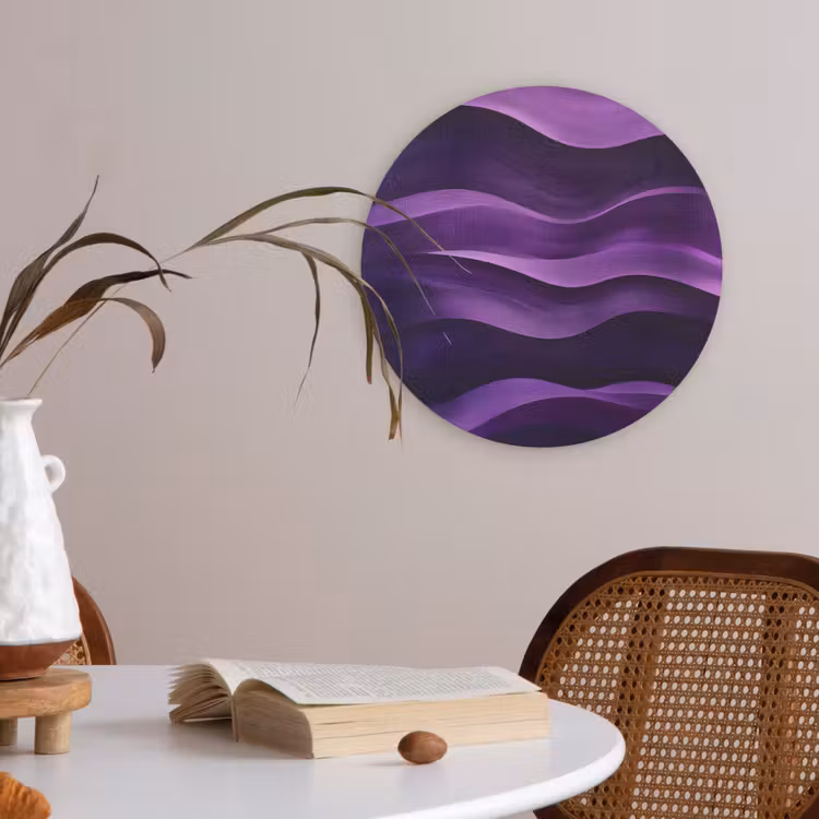 Golven - Abstract - Paars Akoestische PET Vilt - Rond klein -sfeer3