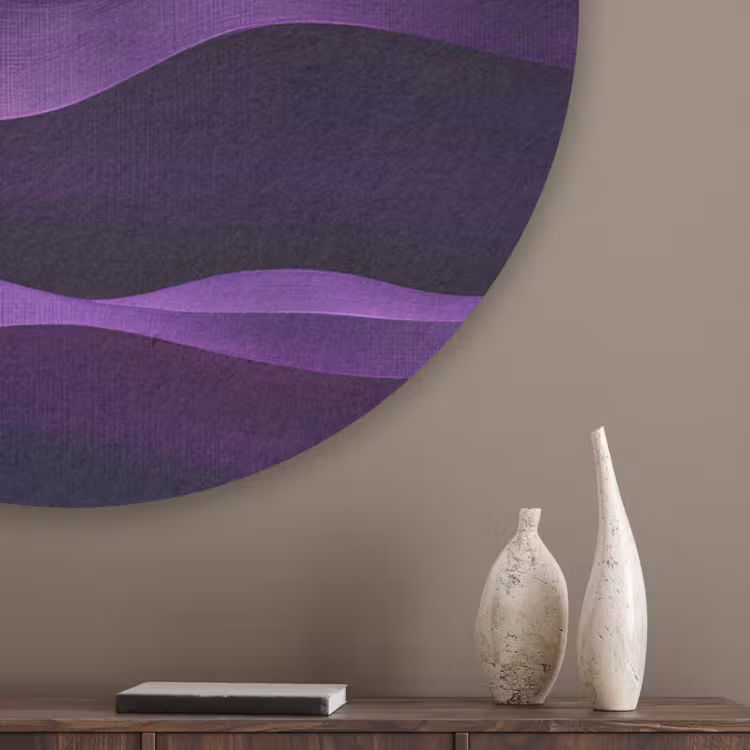 Golven - Abstract - Paars Akoestische PET Vilt - Rond klein -sfeer5_closeup