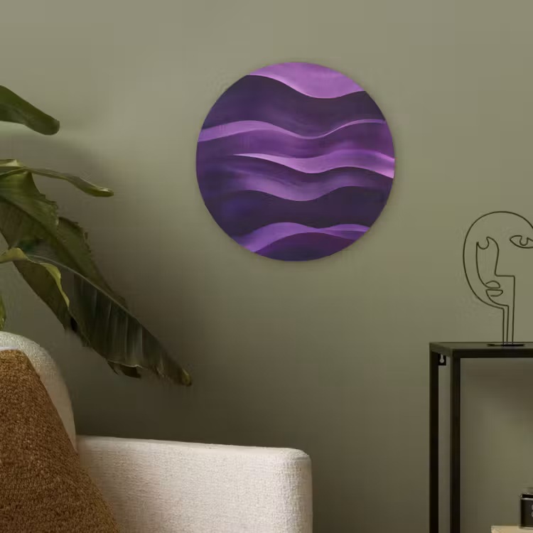 Golven - Abstract - Paars Akoestische PET Vilt - Rond klein -sfeer2