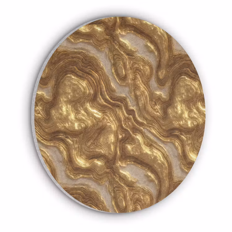Golven - Organisch - Goud - Crème Akoestische PET Vilt - Rond klein 838 -3d