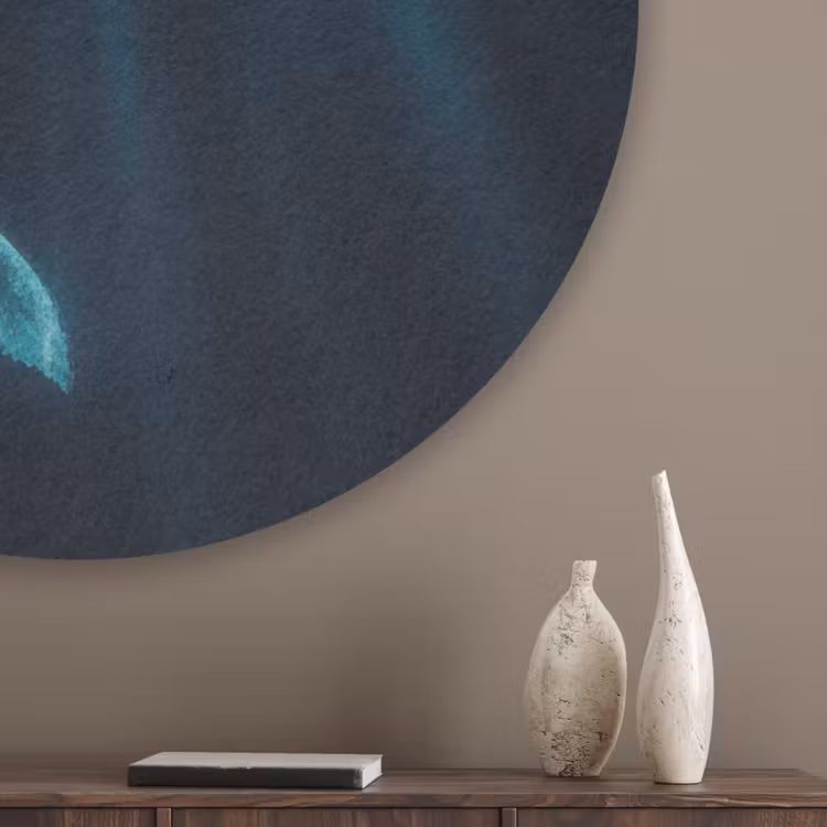 Walvis - Water - Zonnestralen - Blauw Akoestische PET Vilt - Rond klein -sfeer5_closeup