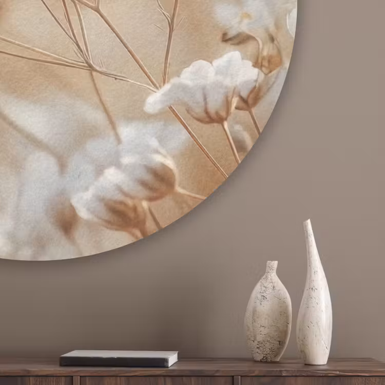 Wilde - Bloemen - Wit Akoestische PET Vilt - Rond klein -sfeer5_closeup