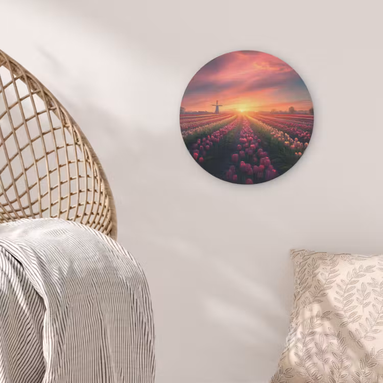 Windmolen - Zonsondergang - Landschap Akoestische PET Vilt - Rond klein -sfeer4