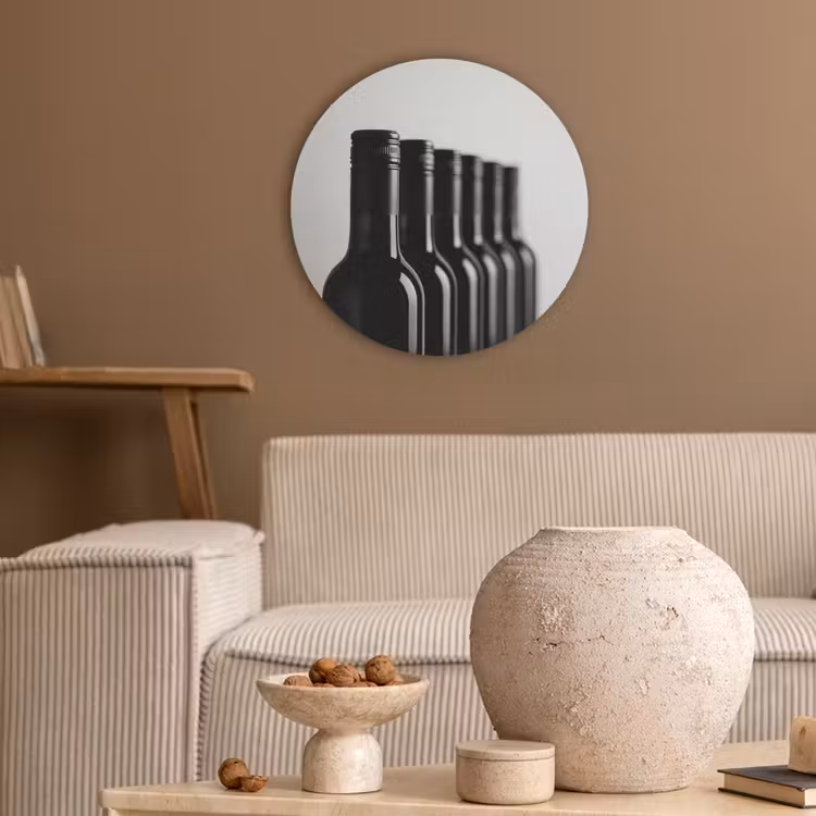 Wijnflessen - Zwart - Minimalistisch Akoestische PET Vilt - Rond klein -sfeer1