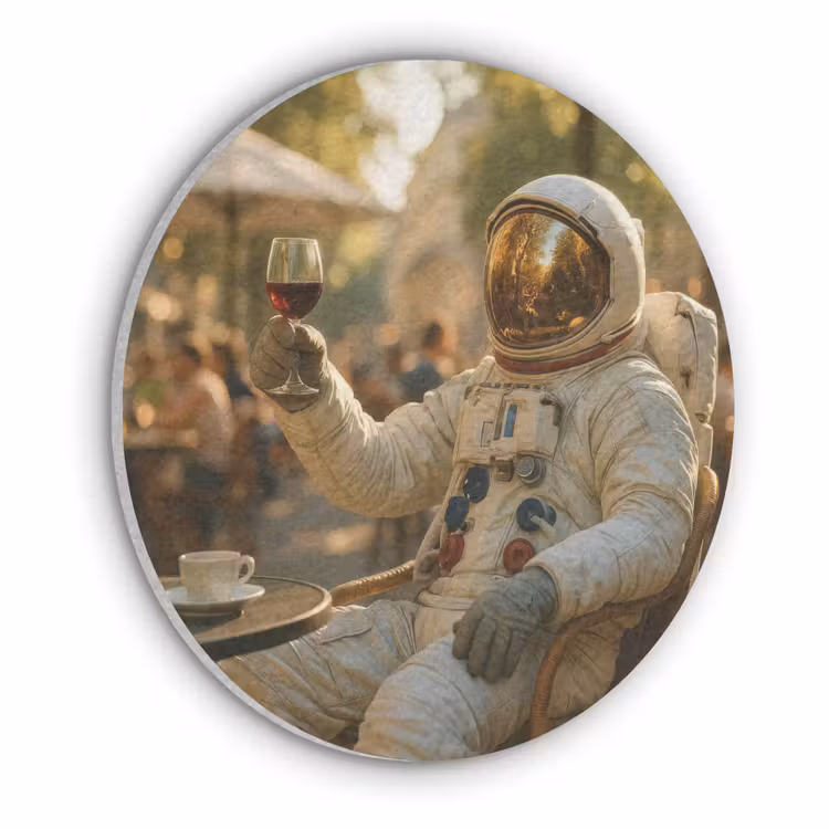 Wijn - Rood - Terras - Koffie Akoestische PET Vilt - Rond klein -3d
