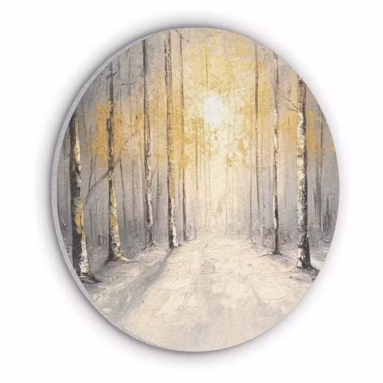 Winter - Abstract - Sneeuw - Natuur - Zon Akoestische PET Vilt - Rond klein -3d