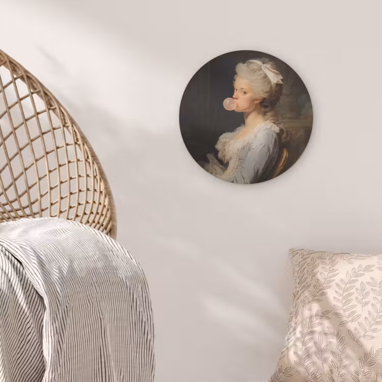 Vrouw - Barokjurk - Kauwgom Akoestische PET Vilt - Rond klein -sfeer4