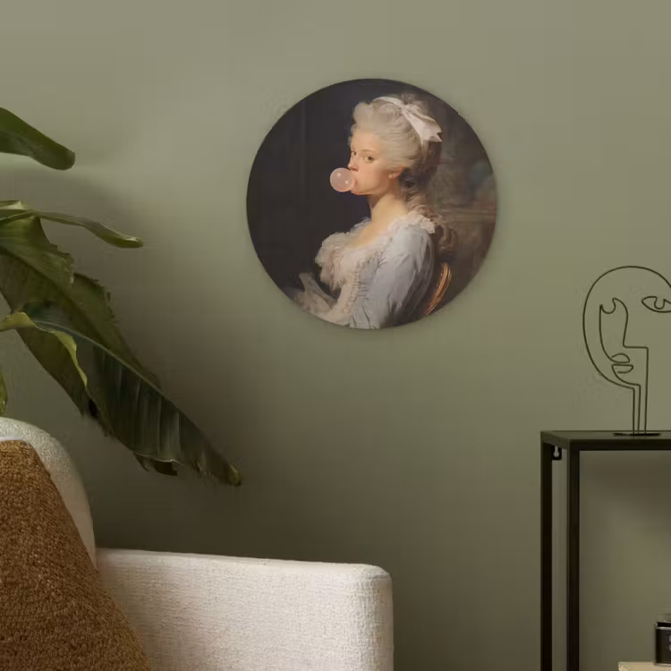 Vrouw - Barokjurk - Kauwgom Akoestische PET Vilt - Rond klein -sfeer2