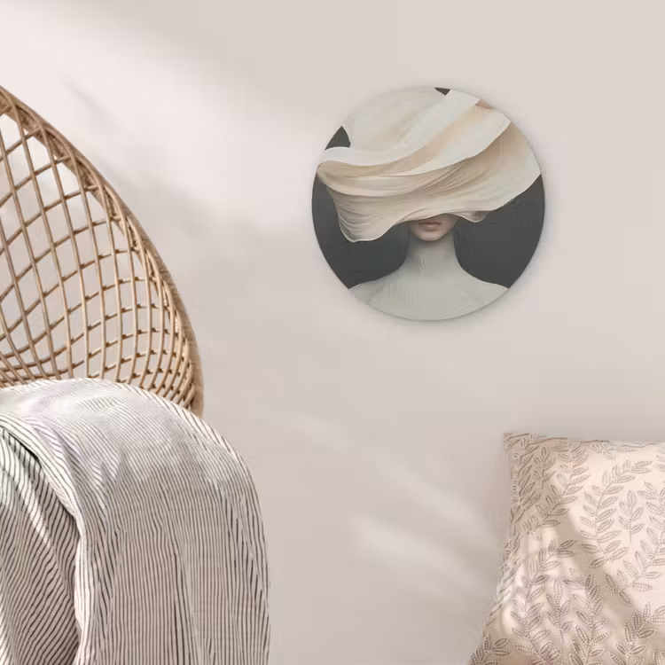 Vrouw - Beige - hoed Akoestische PET Vilt - Rond klein -sfeer4