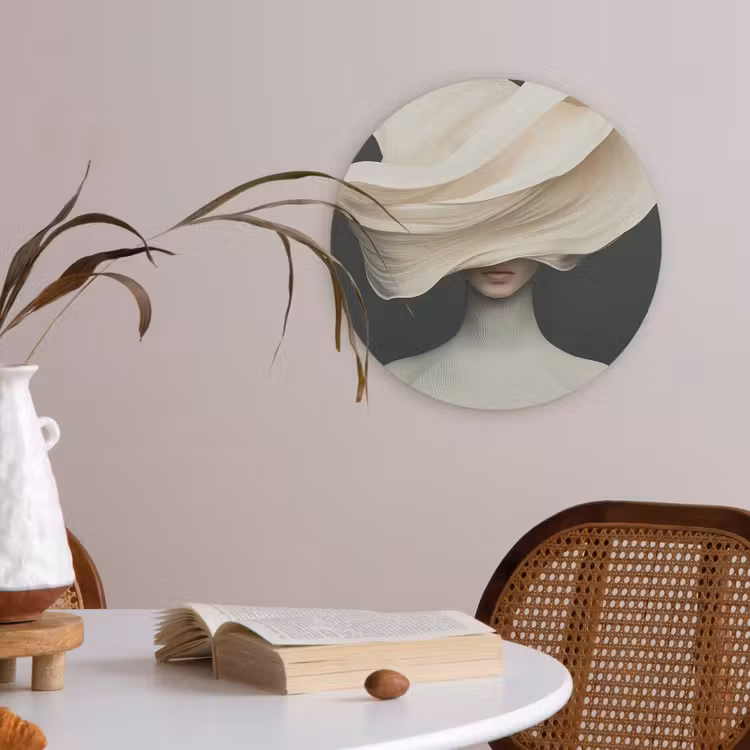 Vrouw - Beige - hoed Akoestische PET Vilt - Rond klein -sfeer3