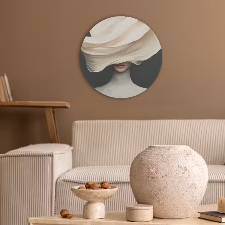 Vrouw - Beige - hoed Akoestische PET Vilt - Rond klein -sfeer1