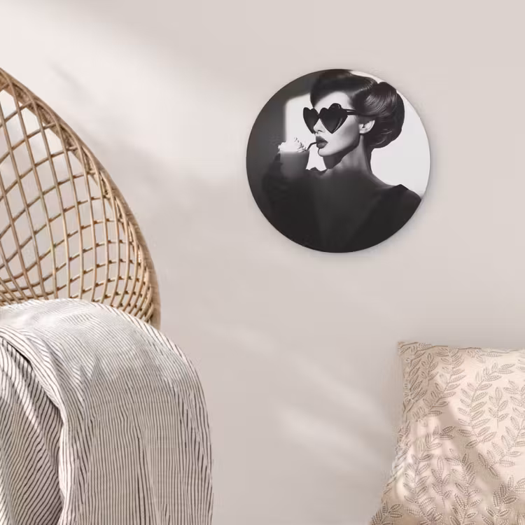 Vrouw - Zwart - Hart Akoestische PET Vilt - Rond klein -sfeer4