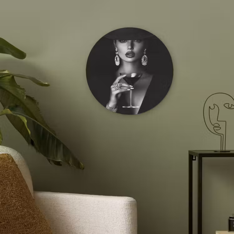 Vrouw - Cocktail - Chic Akoestische PET Vilt - Rond klein -sfeer2