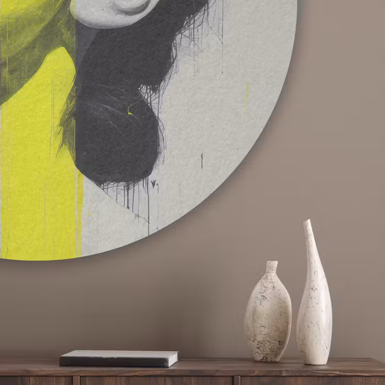 Vrouw - Bril - Verf Akoestische PET Vilt - Rond klein -sfeer5_closeup