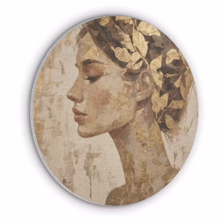 Vrouw - Goud - Abstract - Textuur Akoestische PET Vilt - Rond klein -3d