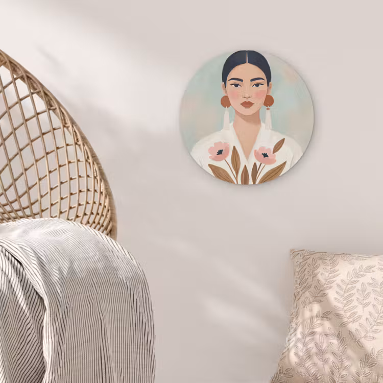 Vrouw - Kimono - Pastel Akoestische PET Vilt - Rond klein -sfeer4