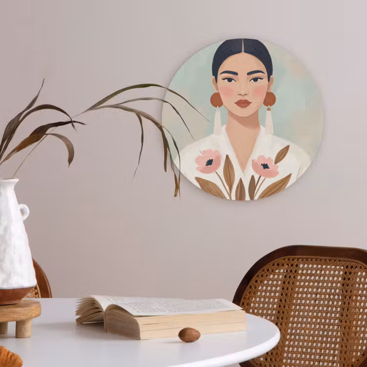 Vrouw - Kimono - Pastel Akoestische PET Vilt - Rond klein -sfeer3