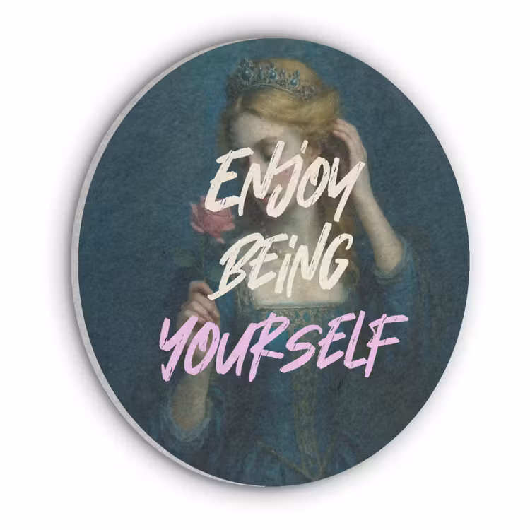 Vrouw - Roos - Quote Akoestische PET Vilt - Rond klein -3d