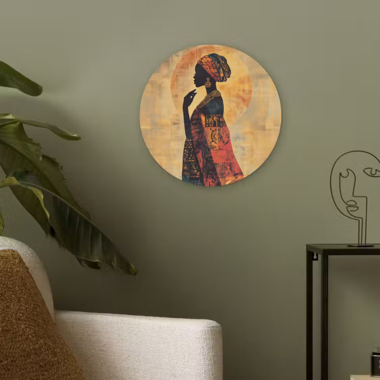 Vrouw - Silhouet - Patronen - Sierlijk Akoestische PET Vilt - Rond klein -sfeer2