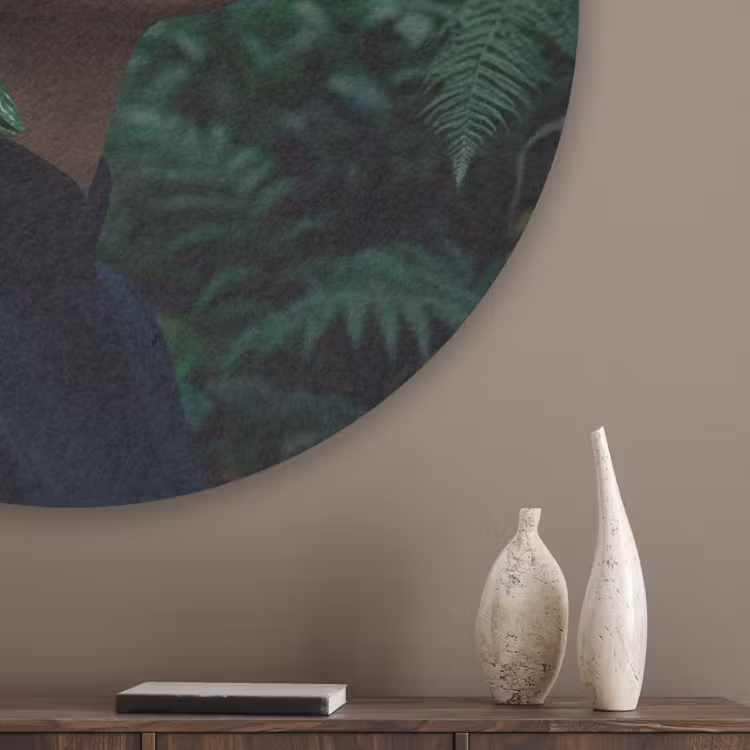 Vrouw - Slang - Natuur - Mystiek - Groen Akoestische PET Vilt - Rond klein -sfeer5_closeup